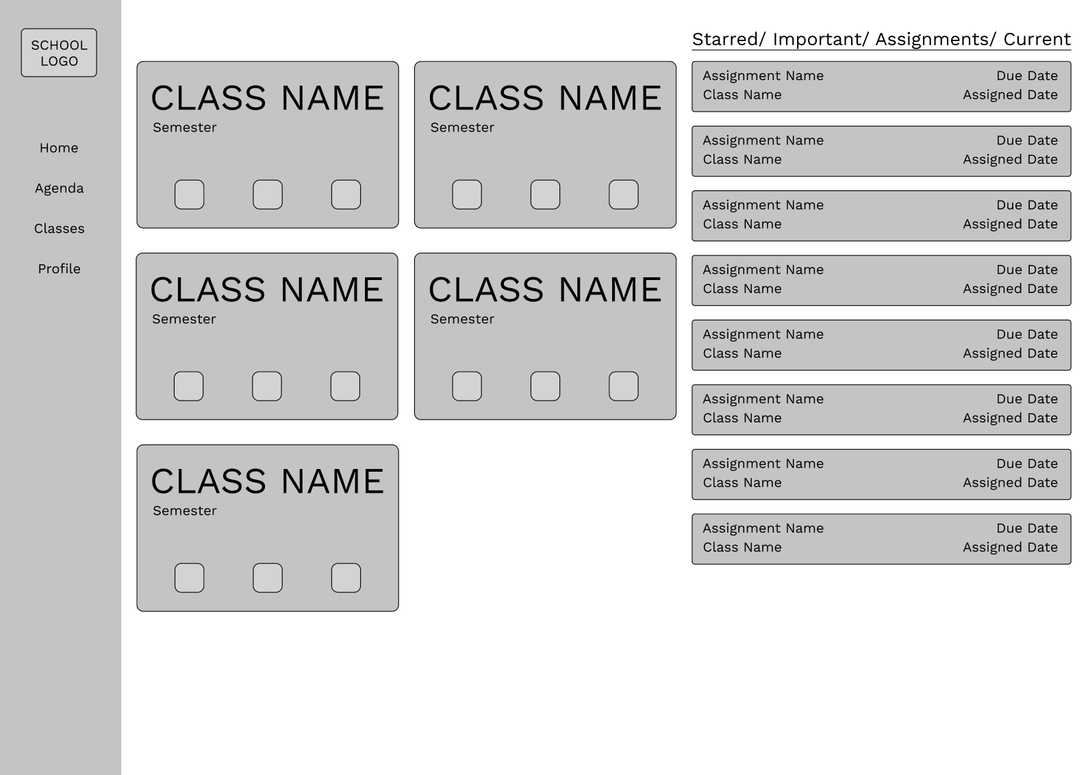 Web wireframe made in Figma.