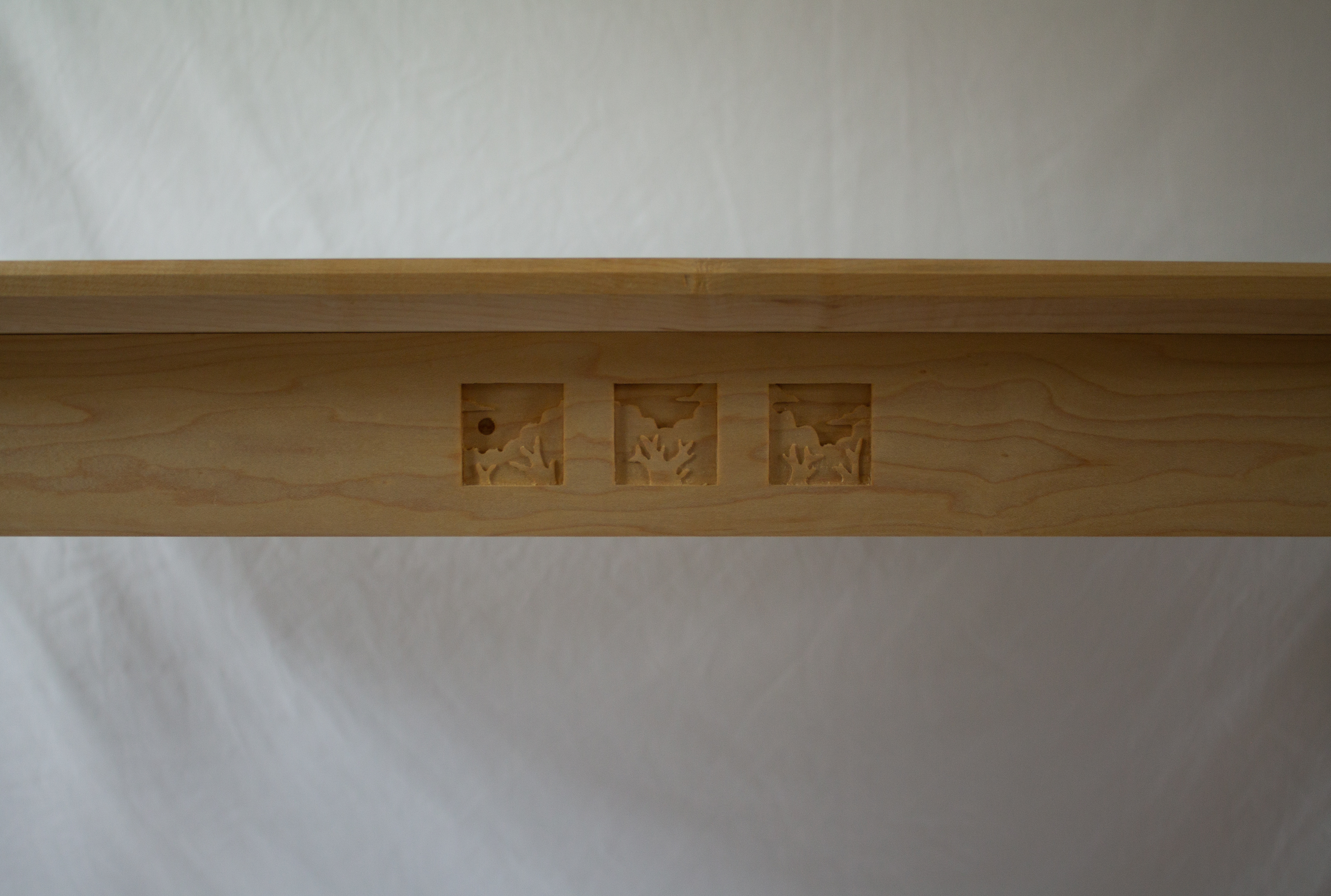 Maple Writing Desk carving detail